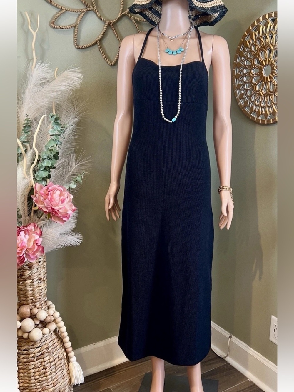 NWOT Free People Beach Moss Midi Dress XS Black - Picture 3 of 15